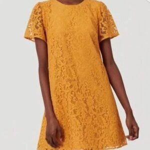 😍 3x $25 Clearance  NWT LOFT Short Sleeve Lace Shift Dress. Size 0. Color Rose
